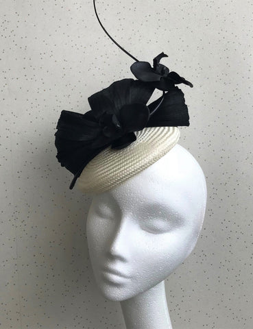 Margot Black and White Abaca Headpiece