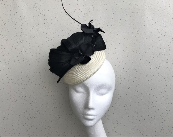 Margot Black and White Abaca Headpiece