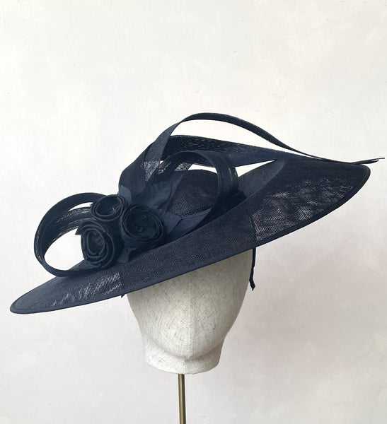 Winona Black Silk Floral Disc Hat