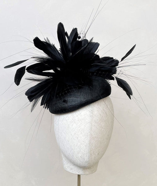 Cora Black Feathered Headpiece