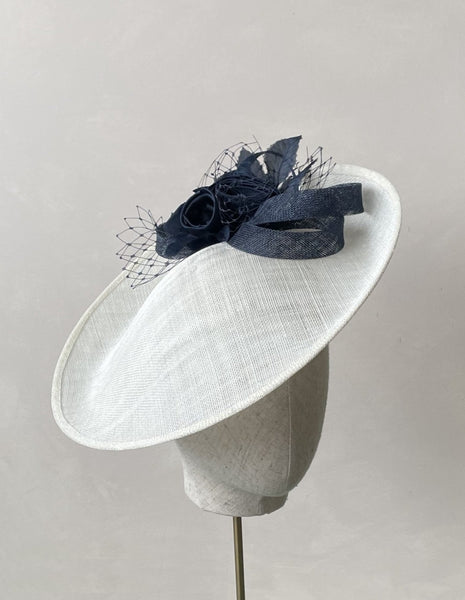 Gloria  Ivory / Navy Disc Headpiece