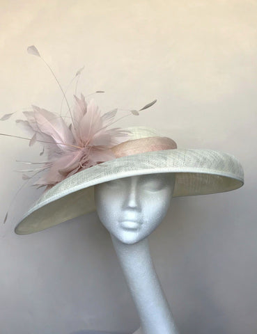 Claudia Pale Pink and Ivory Wide Brimmed Hat