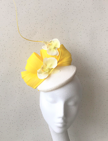 Margot Yellow and Ivory Abaca Headpiece