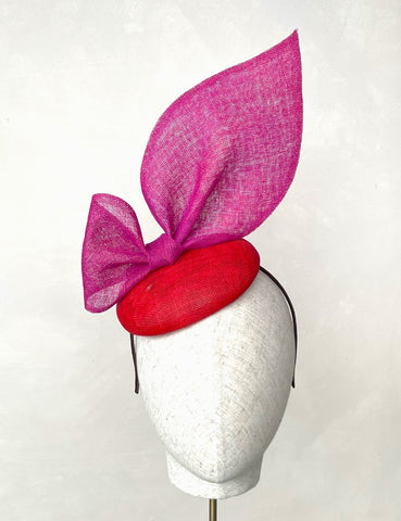 Diana Pink and Red Bow Headpiece