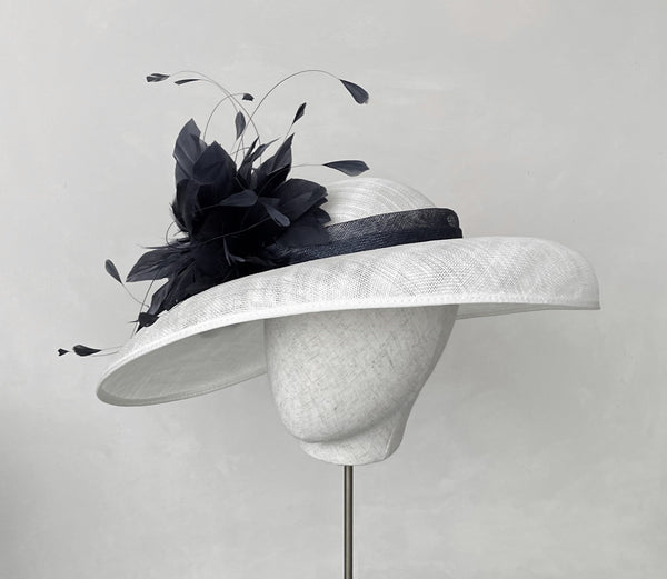 Claudia Ivory and Black Wide Brimmed Hat