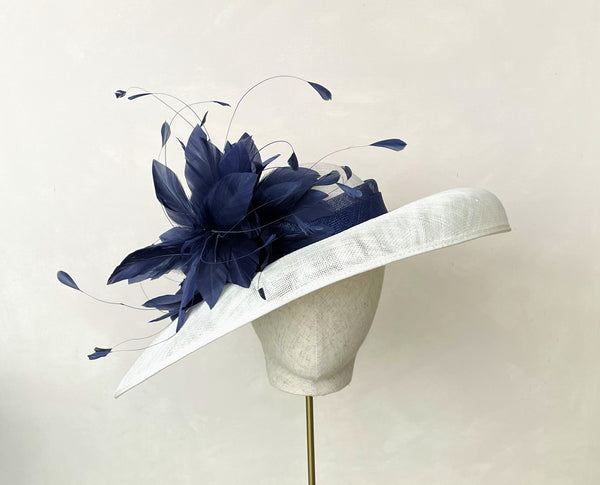 Claudia Ivory and Navy Wide Brimmed Hat