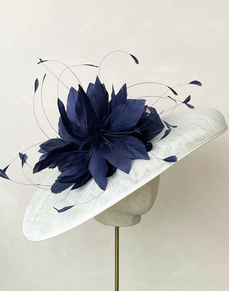 Claudia Ivory and Navy Wide Brimmed Hat