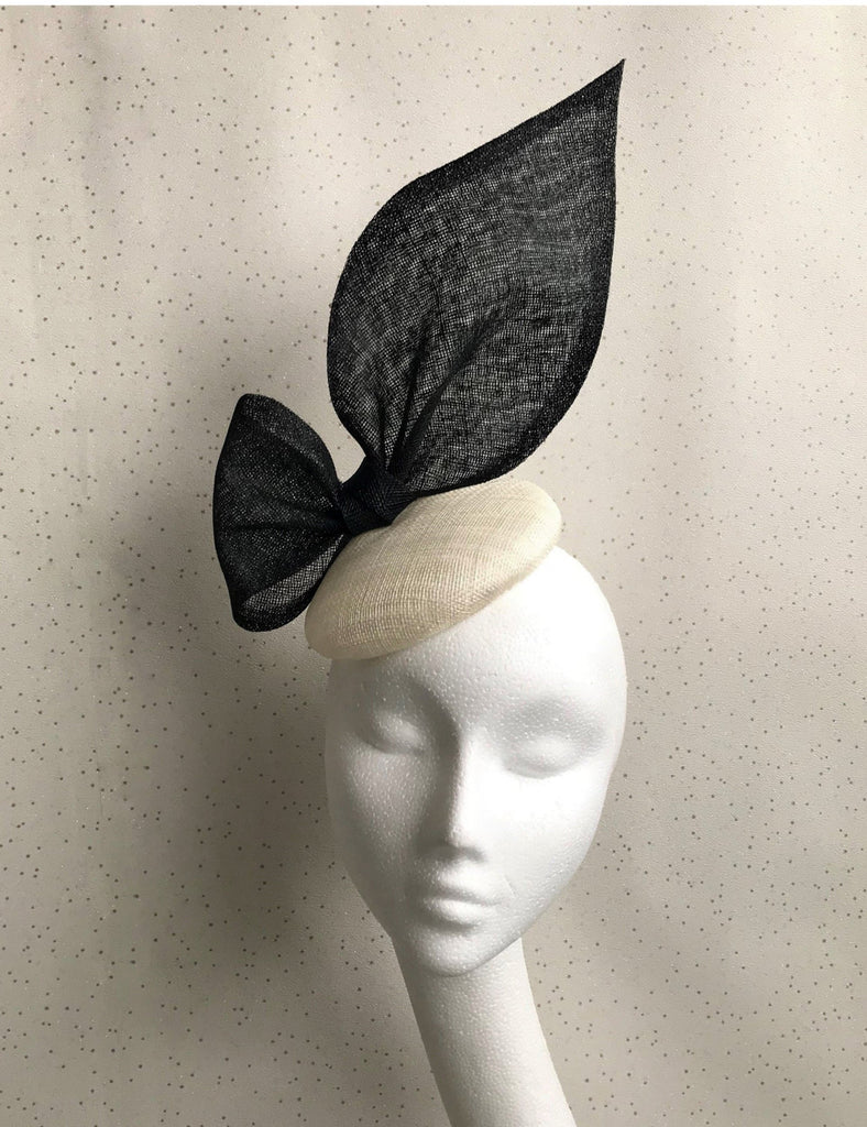 Diana Black and Ivory Bow Headpiece